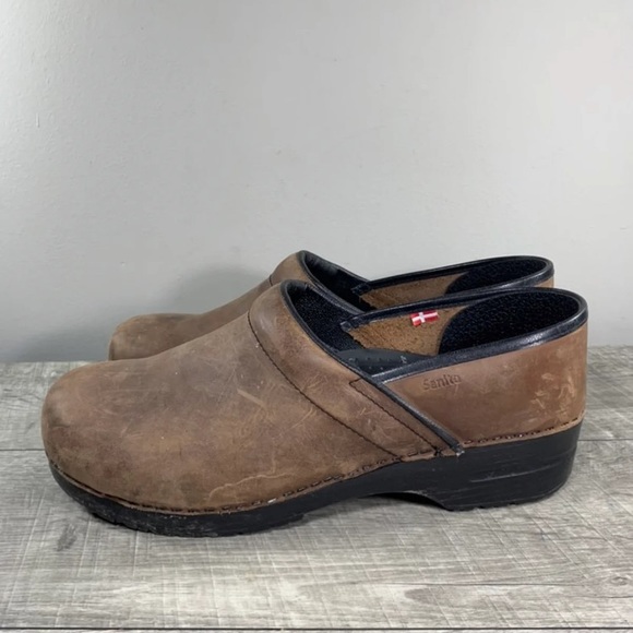 Sanita Professional Men's Distressed Leather Mules Shoes Clogs Size 13 US 47 EU - Picture 5 of 9